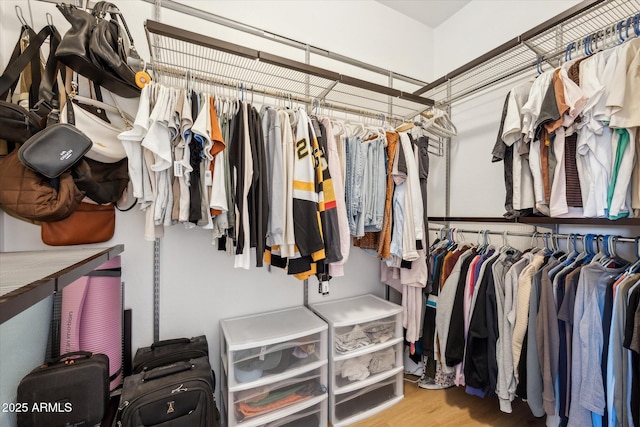 spacious closet with wood finished floors
