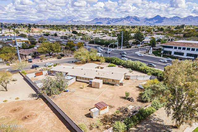 aerial view with a residential view and a mountain view