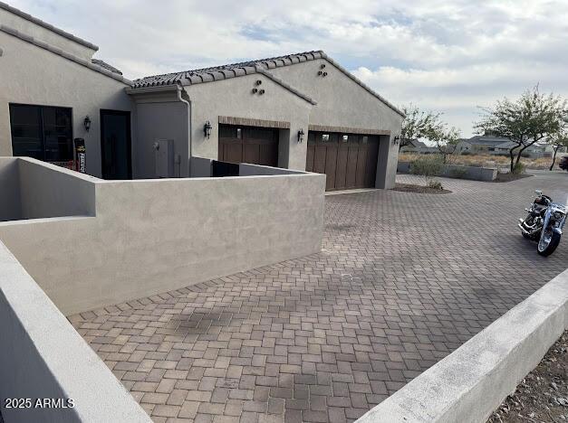 exterior space featuring a garage