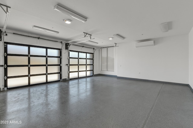 garage featuring a wall mounted air conditioner