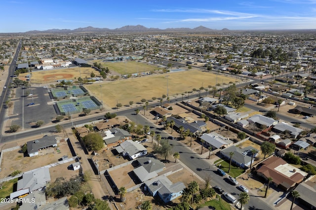 birds eye view of property featuring a residential view and a mountain view