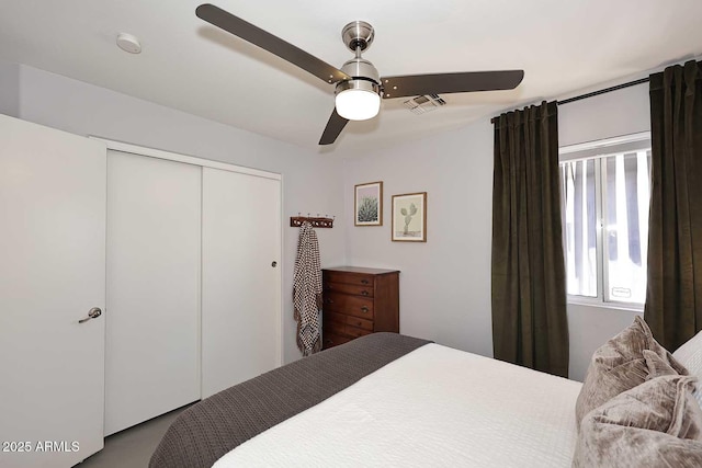 3122 E Kristal Way, Phoenix, AZ 85050 - bedroom with a closet and ceiling fan
