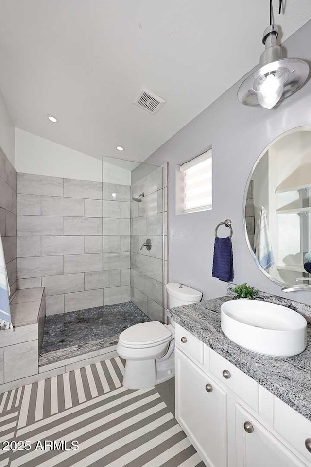3122 E Kristal Way, Phoenix, AZ 85050 - full bath with toilet, a walk in shower, vanity, recessed lighting, and tile patterned floors
