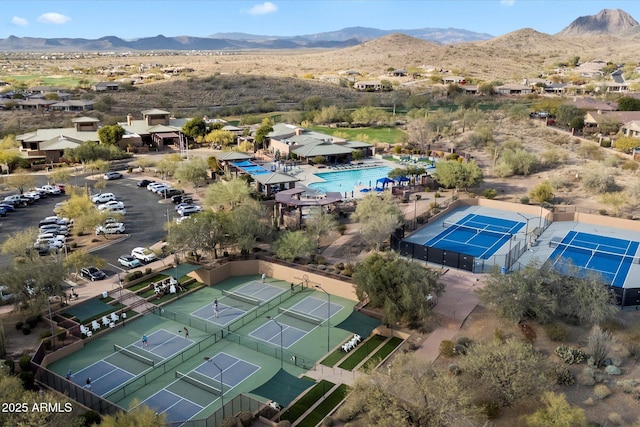 aerial view featuring a mountain view