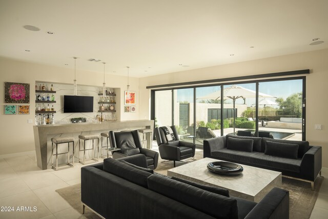 living room with bar area