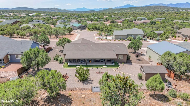 drone / aerial view with a mountain view