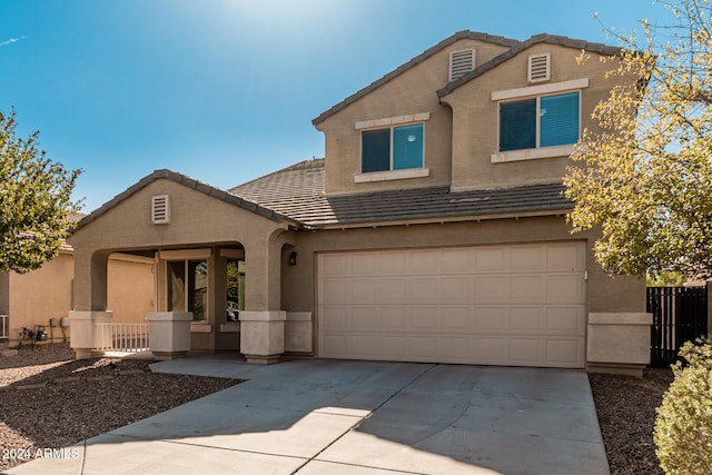 view of front of house with a garage