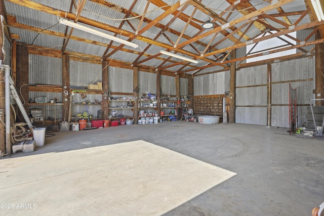 garage featuring metal wall