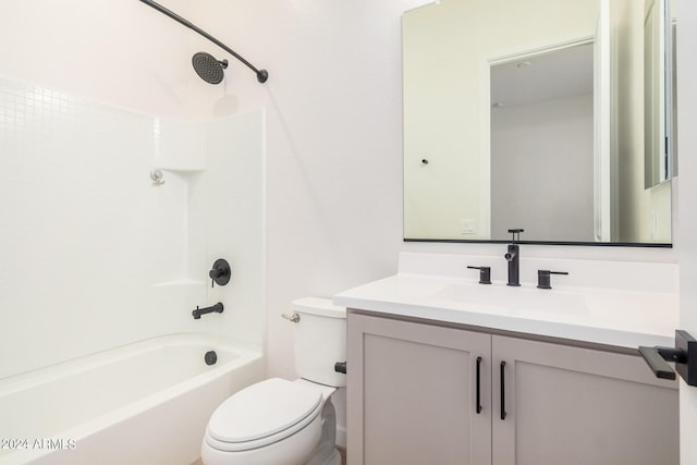 full bathroom with vanity, toilet, and shower / washtub combination