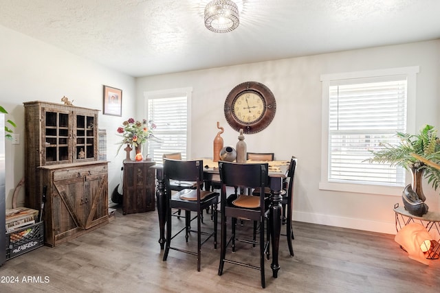 dining area with a healthy amount of sunlight and wood-type flooring