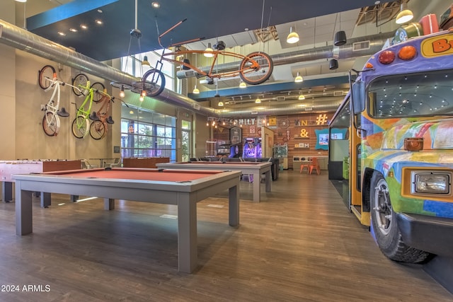 game room featuring hardwood / wood-style floors and billiards