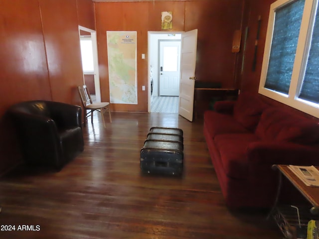 living room with hardwood / wood-style floors