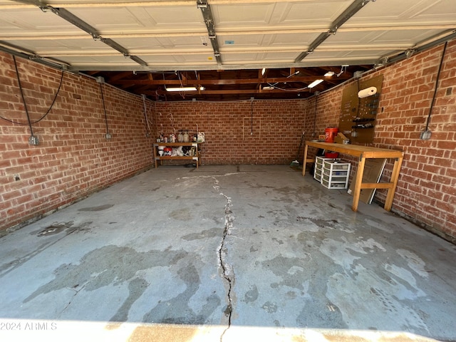 garage featuring a workshop area