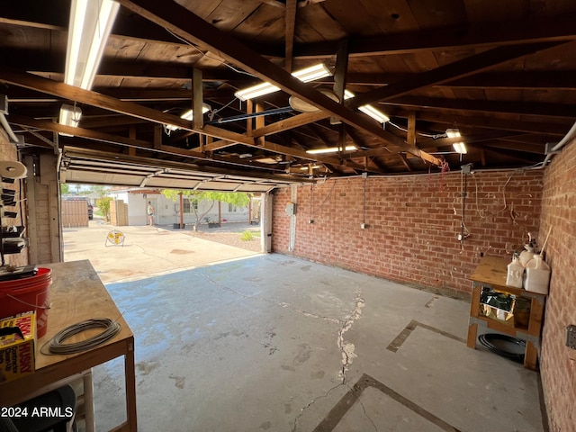 garage with wooden ceiling