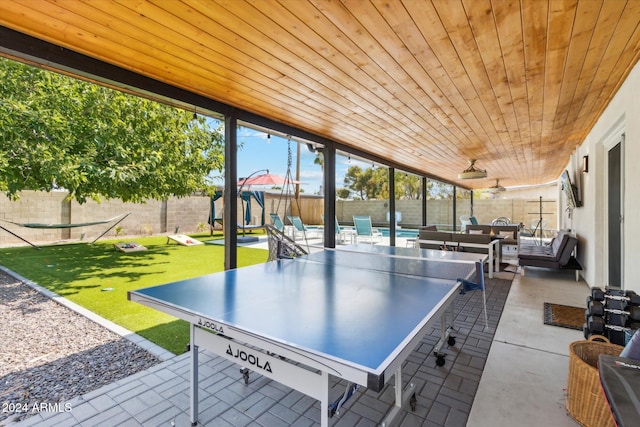 view of patio / terrace featuring outdoor lounge area and ceiling fan