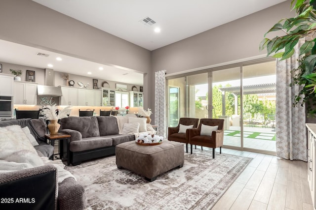 living room with light wood-type flooring