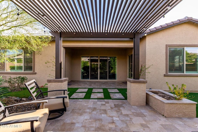 view of patio / terrace featuring a pergola