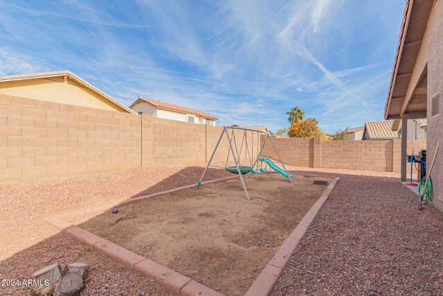 view of yard with a playground