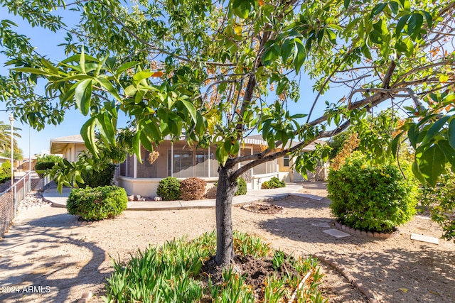 view of property hidden behind natural elements