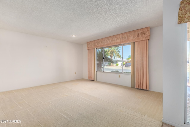 spare room with carpet flooring and a textured ceiling