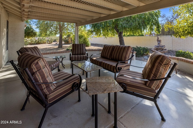 view of patio / terrace featuring a pergola