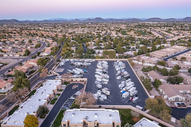 bird's eye view with a mountain view