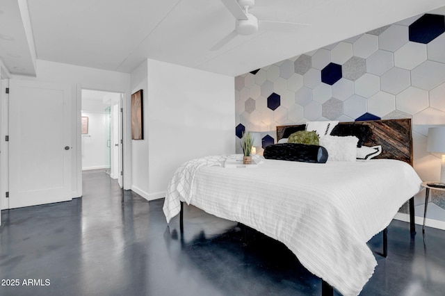 bedroom featuring ceiling fan