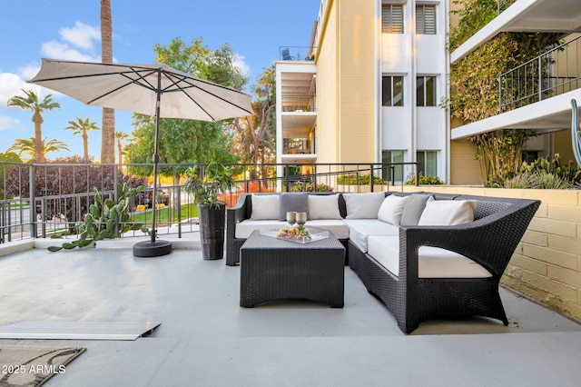 view of patio featuring an outdoor hangout area