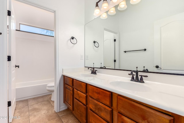 bathroom with tile patterned flooring, vanity, and toilet