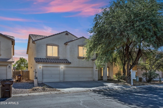 view of front of house with a garage