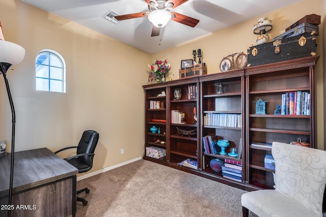 19414 W Pasadena Ave, Litchfield Park, AZ 85340 - office with a ceiling fan, carpet, and baseboards