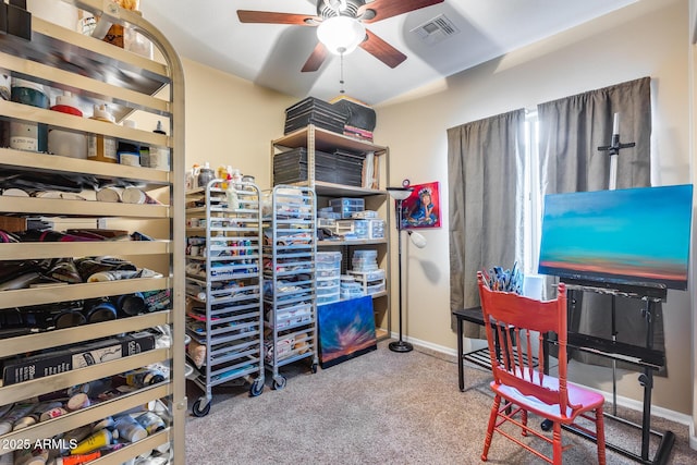 19414 W Pasadena Ave, Litchfield Park, AZ 85340 - office with a ceiling fan, carpet flooring, and baseboards