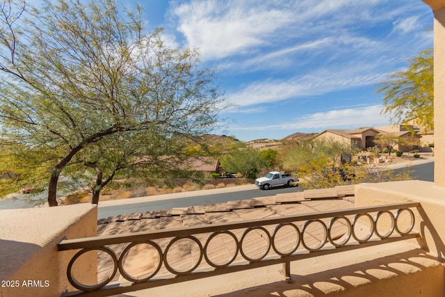 exterior space featuring a mountain view