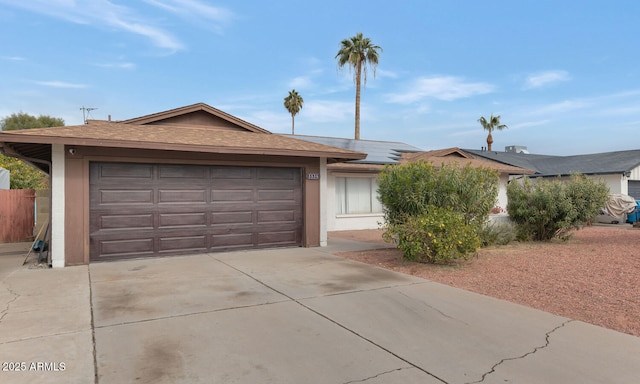 single story home with a garage