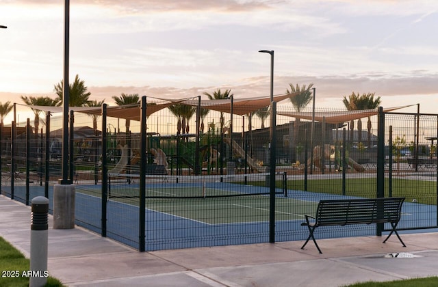 exterior space featuring tennis court