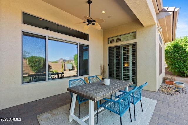 view of patio / terrace with ceiling fan