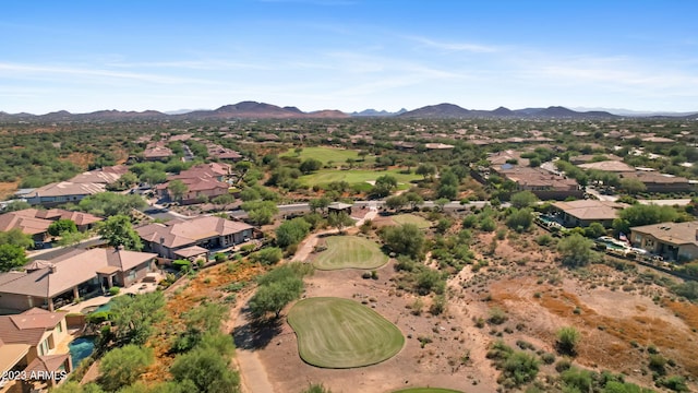 birds eye view of property featuring a mountain view