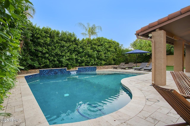 outdoor pool featuring a patio area