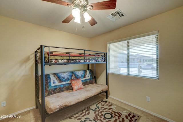 bedroom with carpet and ceiling fan