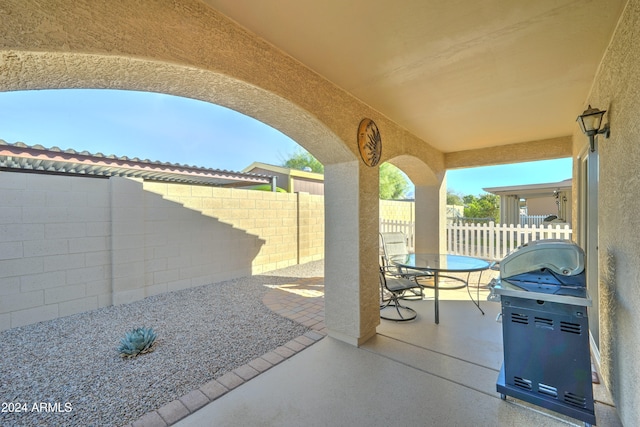 view of patio / terrace with a grill