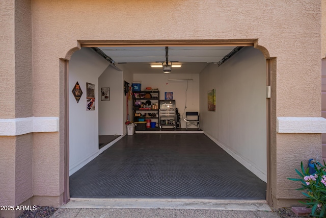 garage with a garage door opener