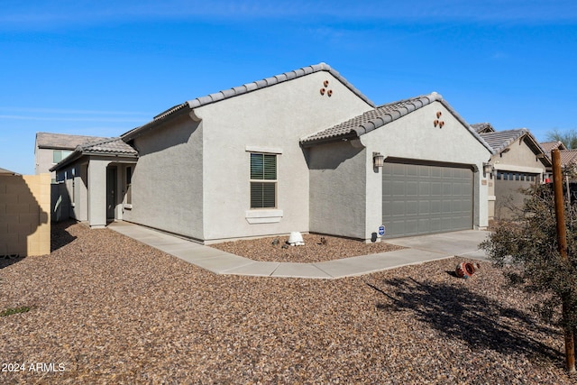 exterior space featuring a garage