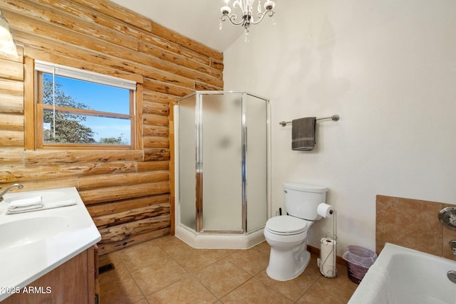 3155 N State Route 89, Prescott, AZ 86301 - full bathroom featuring tile patterned flooring, an inviting chandelier, separate shower and tub, vanity, and toilet