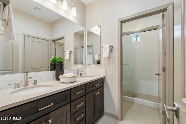 15711 S 11th Ave, Phoenix, AZ 85045 - full bathroom with double vanity, a stall shower, and tile patterned floors