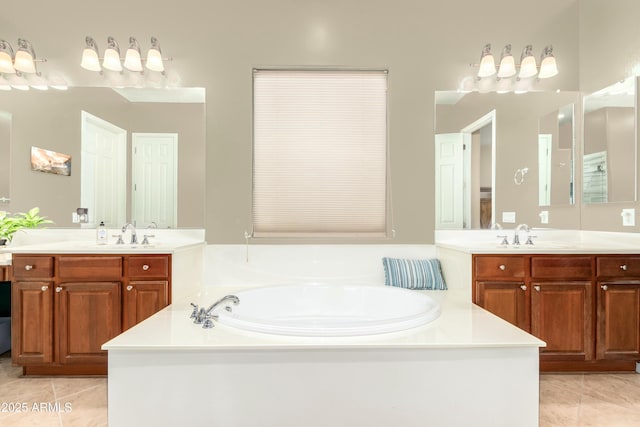 5607 W Alyssa Ln, Phoenix, AZ 85083 - bathroom featuring tile patterned floors, two vanities, and a garden tub