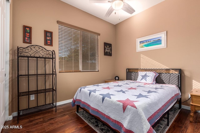 5607 W Alyssa Ln, Phoenix, AZ 85083 - bedroom with wood finished floors and a ceiling fan
