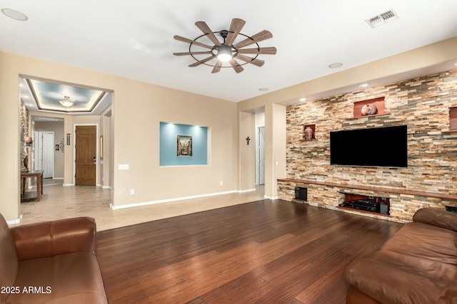 5607 W Alyssa Ln, Phoenix, AZ 85083 - living room featuring a ceiling fan and wood finished floors