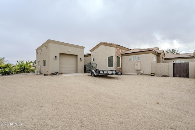 exterior space with a garage