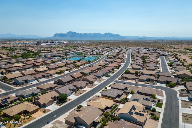 aerial view with a mountain view