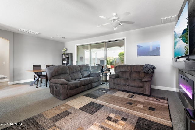 living room featuring carpet floors